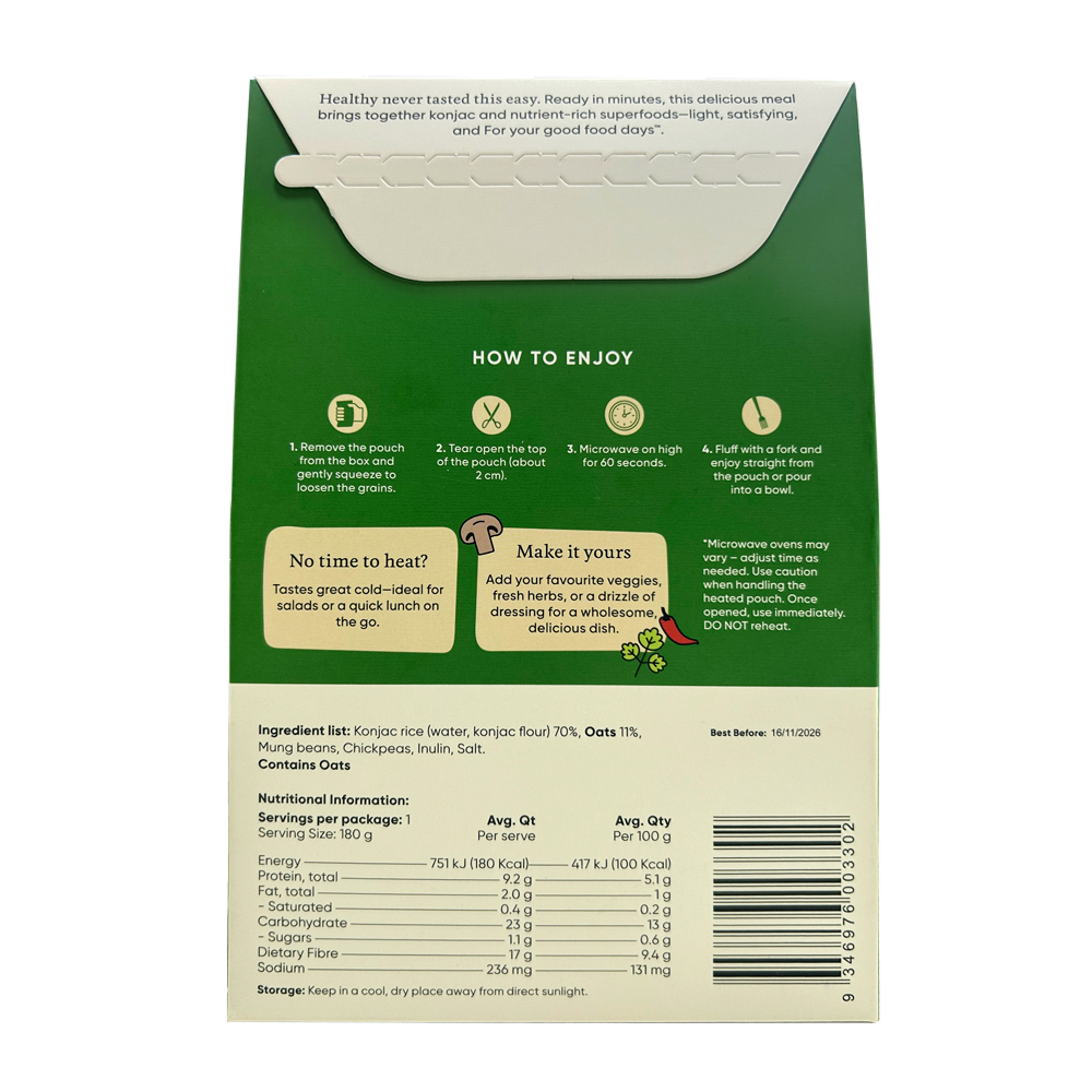 Slendier Ready Meal Konjac Rice with Oats - Image 3